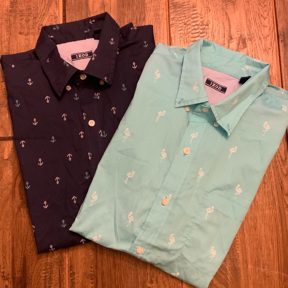 Set Of Two Izod Short Sleeve Button Down. Size La… - image 1